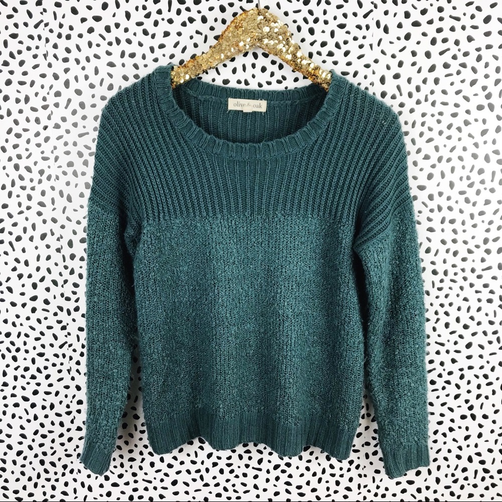 Olive & Oak Teal Green Fuzzy Sweater